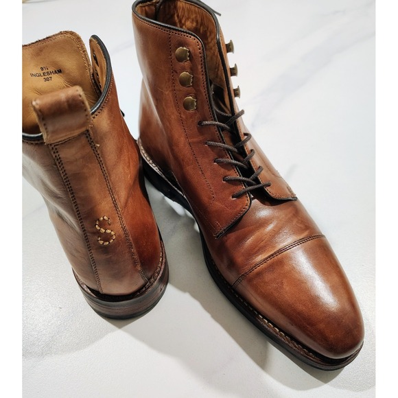 Oliver Sweeney Boots Derby Iglesham Burnished Cognac Mens Size 9.5 Calf Leather - Picture 1 of 11
